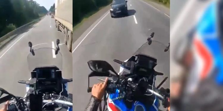 V Deo Forte Mostra Exato Momento Em Que Motoqueiro Perde O P Em